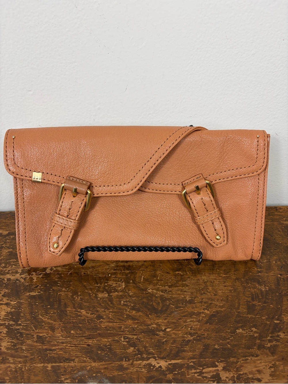 Anthropologie- Schuler & Sons Philadelphia Leather Fold-Over Clutch
